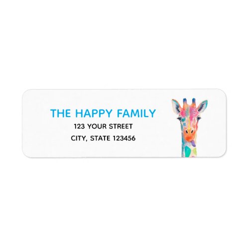 Rainbow Giraffe Return Address Labels