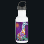 Rainbow Giraffe Water Bottle<br><div class="desc">A Colorful Rainbow Giraffe Baby Painted on a Purple Textured Background. Original Art by Laura Barbosa.</div>