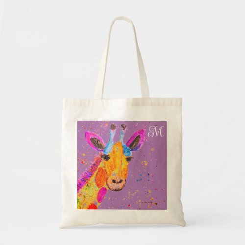 Rainbow Giraffe Watercolor Nature Jungle Animal To Tote Bag