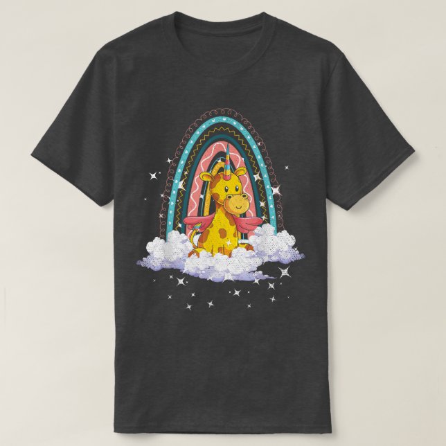 Rainbow Girafficorn Africa Animal Fantasy Giraffe  T-Shirt (Design Front)