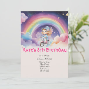 Rainbow Girl 8th Birthday Invitation