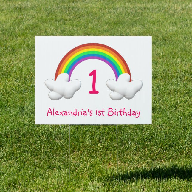 Rainbow Girl Any Age Birthday Sign (Insitu)