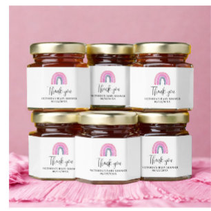 Rainbow Girl Baby Shower Honey Jar Favors
