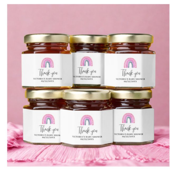 Rainbow Girl Baby Shower Honey Jar Favors (Creator Uploaded)