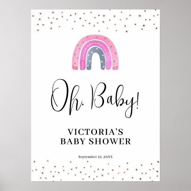 Rainbow Girl Baby Shower Welcome Poster (Front)