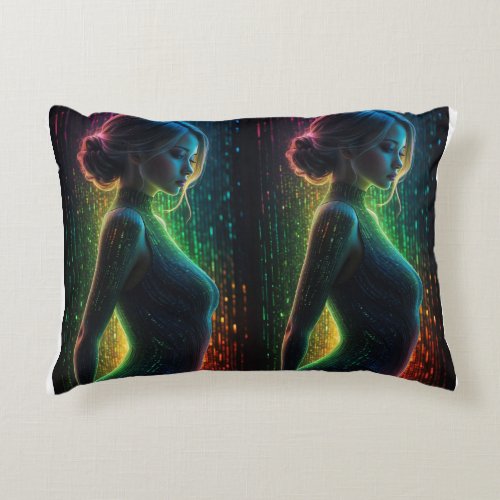 Rainbow Girl Design Accent Pillow
