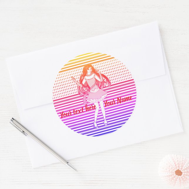 Rainbow girlfriend classic round sticker (Envelope)