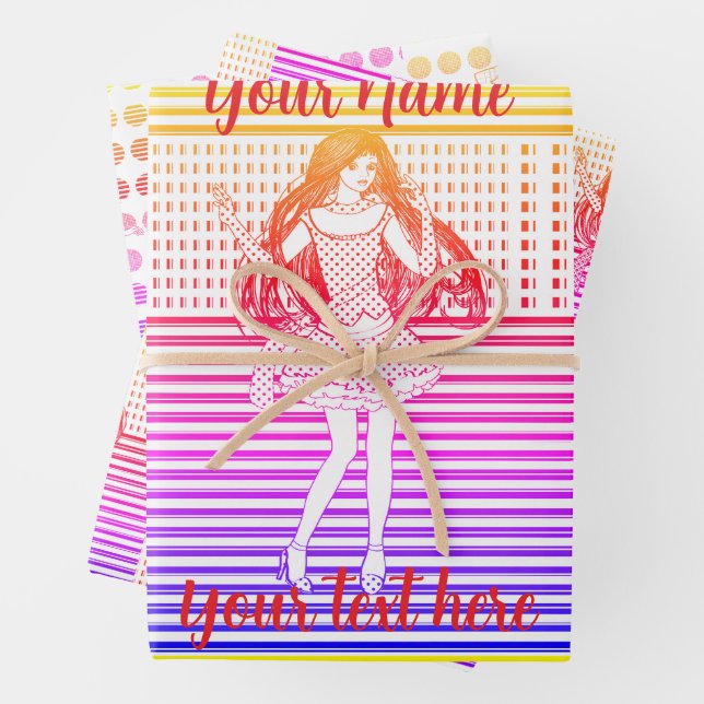 Rainbow girlfriend wrapping paper sheets (In situ)