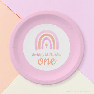 Rainbow Girl's first Birthday Party Paper Plates