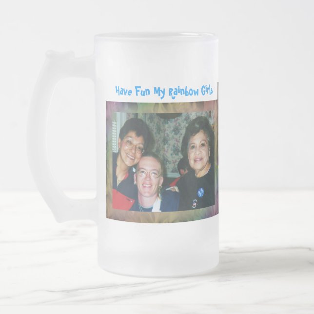 Rainbow Girls Frosted Glass Beer Mug (Left)