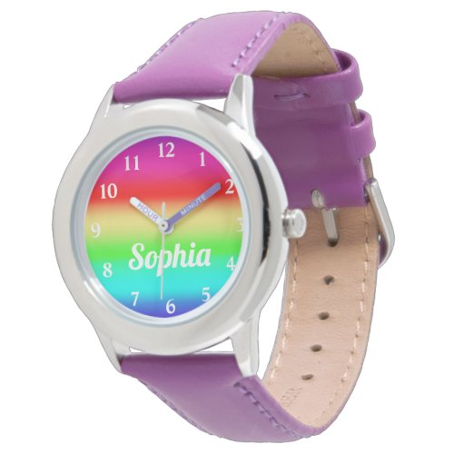 Rainbow Girls Personalized Name Cute Template Watch