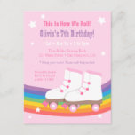 Rainbow Girls Skating Birthday Party Invitations