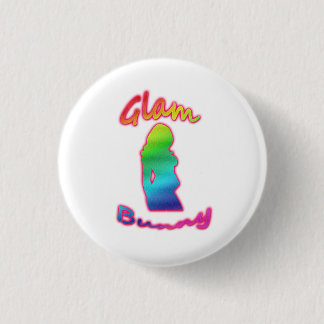 Rainbow Glam Bunny Logo on Button