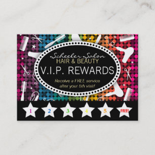 Rainbow Glam Custom Salon Loyalty Punch Card