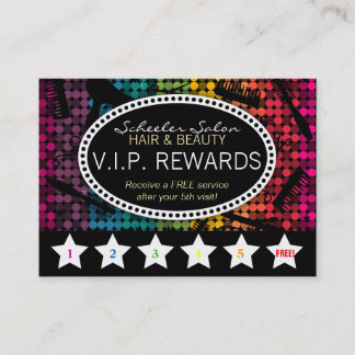 Rainbow Glam Custom Salon Loyalty Punch Card