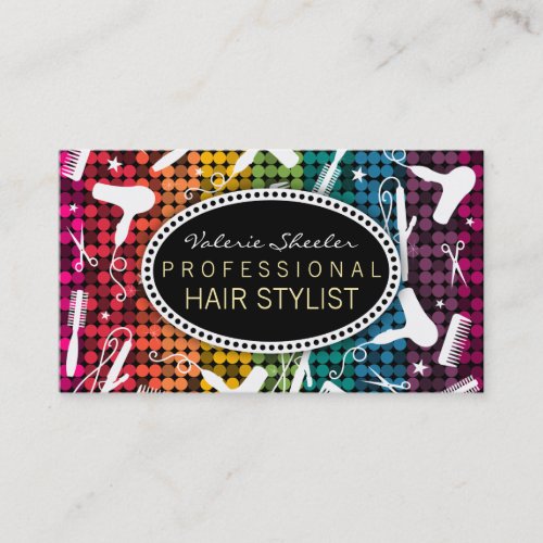 Rainbow Glam Hair Salon Custom Business Cards