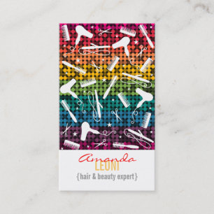 Rainbow Glam Hair Salon Vertical Business Card