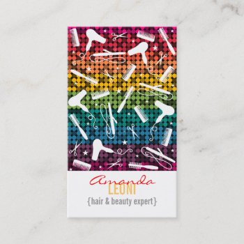 Rainbow Glam Hair Salon Vertical Business Card by creativetaylor at Zazzle