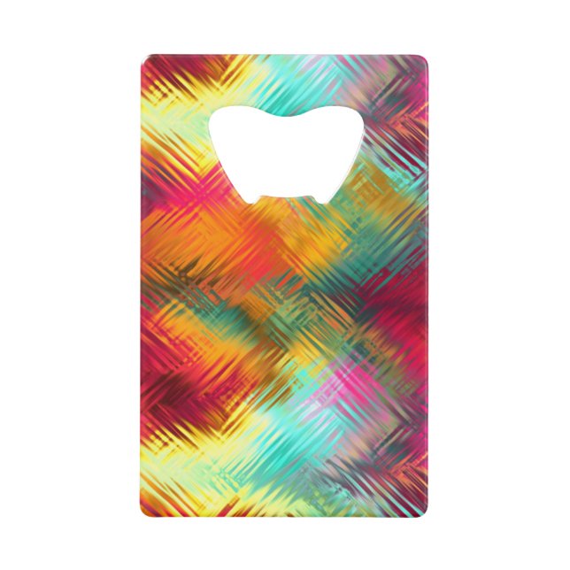 Rainbow Glass Abstract Pattern Credit Card Bottle Opener (Front)