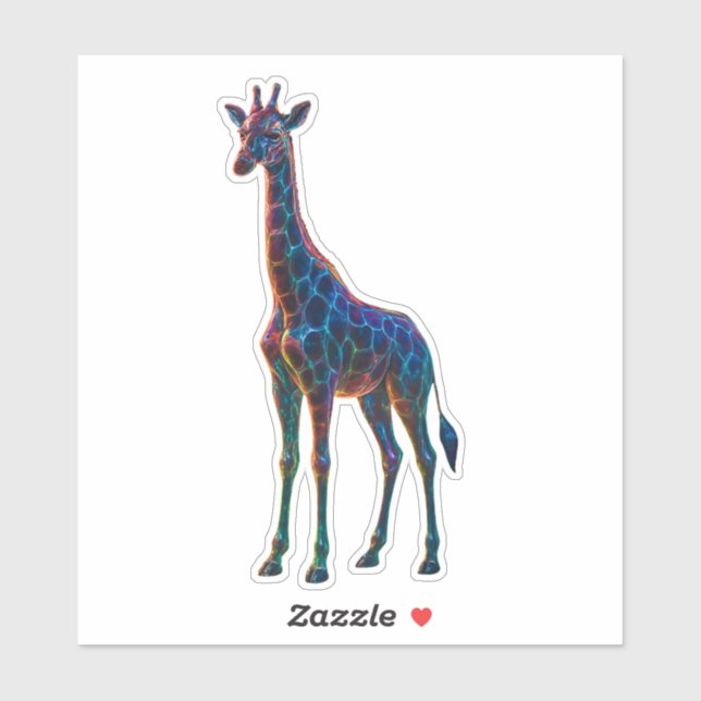 Rainbow Glass Giraffe Art Sticker (Sheet)