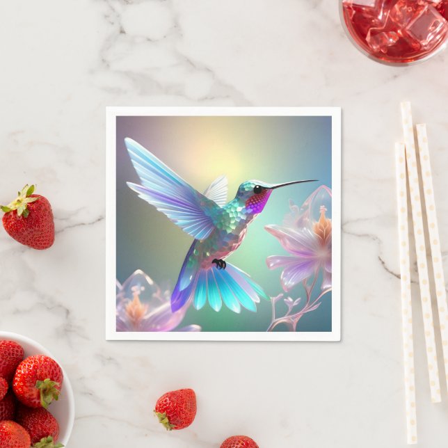Rainbow Glass Hummingbird,  Napkins (Insitu)