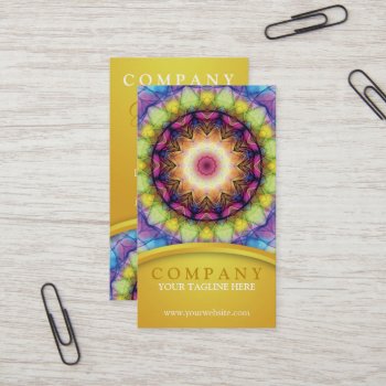 Rainbow Glass Mandala Business Card by WavingFlames at Zazzle