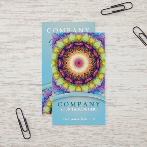 Customizable Rainbow Glass Mandala Business Card