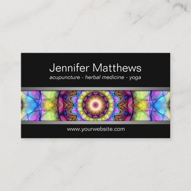 Rainbow Glass mandala Business Card (Front)