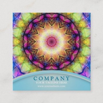 Rainbow Glass Mandala Square Business Card by WavingFlames at Zazzle
