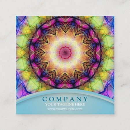 Rainbow Glass Mandala Square Business Card