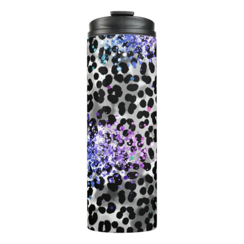 *~* Rainbow Glitter Animal Leopard Spots Girly QR Thermal Tumbler