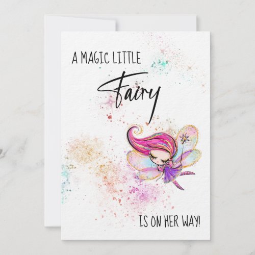  Rainbow Glitter Baby Fairy Shower Invitation