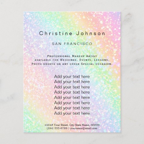 rainbow glitter background flyer