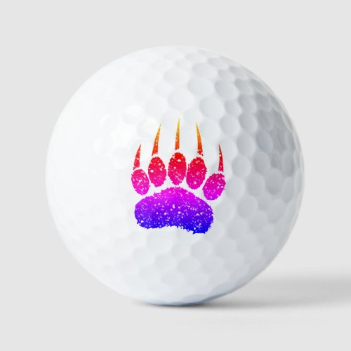 Rainbow Glitter Bear Paw Print Drawing Golf Balls