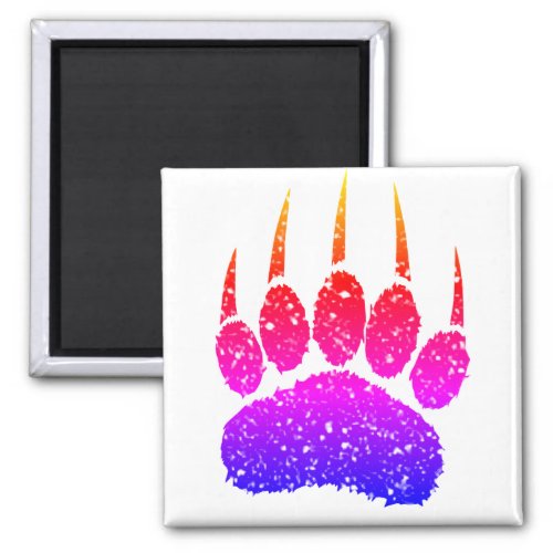 Rainbow Glitter Bear Paw Print Drawing Magnet
