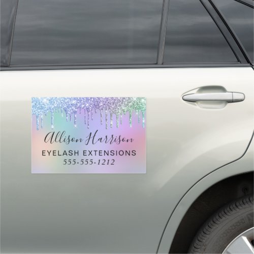 Rainbow Glitter Beauty Business Car Magnet