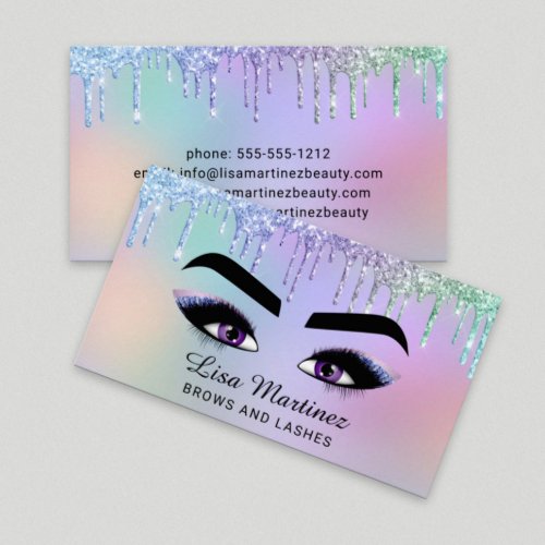 Rainbow Glitter Beauty Business Card