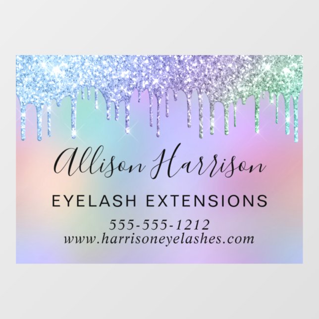 Rainbow Glitter Beauty Business Window Cling (Sheet)