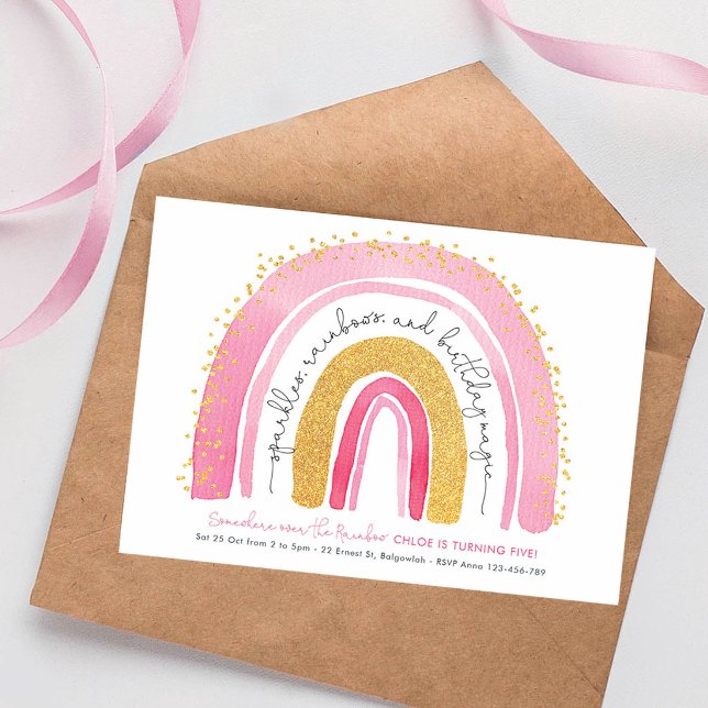 Rainbow Glitter Birthday, Kids Over the Rainbow  Invitation (Creator Uploaded)