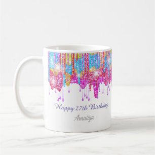 Rainbow glitter-bright color sparkle for birthday coffee mug