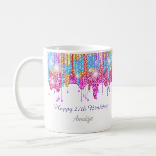 Rainbow glitter_bright color sparkle for birthday  coffee mug