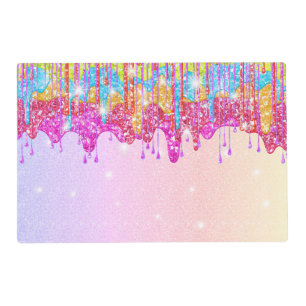 Rainbow glitter-bright color sparkle for birthday placemat