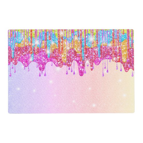 Rainbow glitter_bright color sparkle for birthday placemat