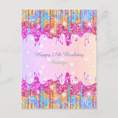 Rainbow glitter_bright color sparkle for birthday postcard