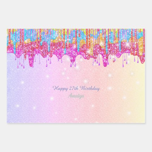 Rainbow glitter_bright color sparkle for birthday wrapping paper sheets