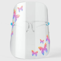 Rainbow Glitter Butterfly Cute Girly Face Shield