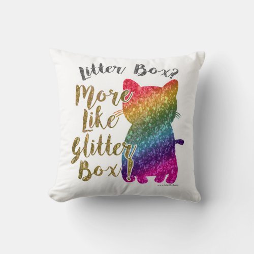 Rainbow Glitter Cat Throw Pillow