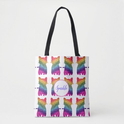 Rainbow Glitter Cats Cute Fun Pattern Tote Bag