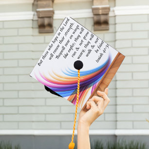 Rainbow Glitter Christian Bible Verse Isaiah 40 Graduation Cap Topper