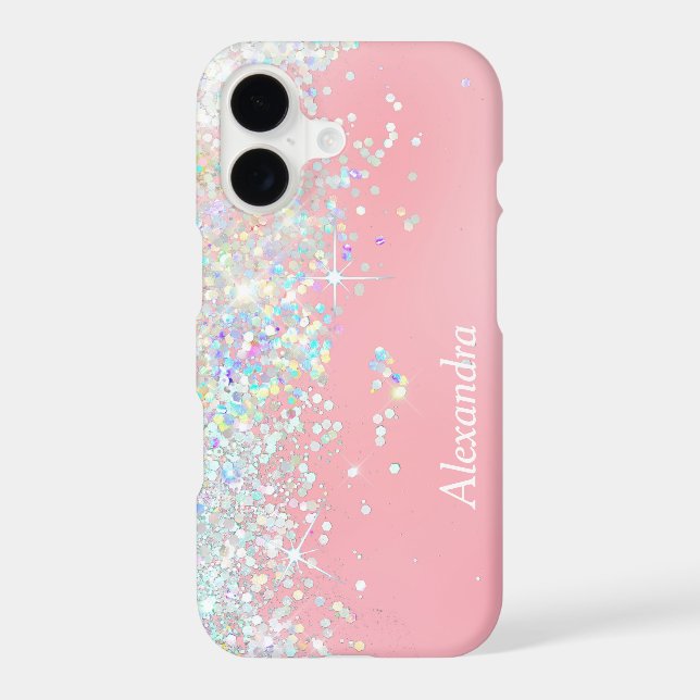 Rainbow Glitter Confetti Star Shine Pink Case-Mate iPhone Case (Back)